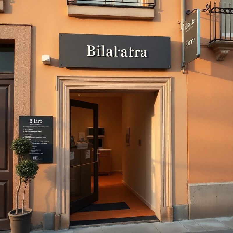 Entrada de la oficina de Oficina de Bilbao en una calle luminosa por la mañana